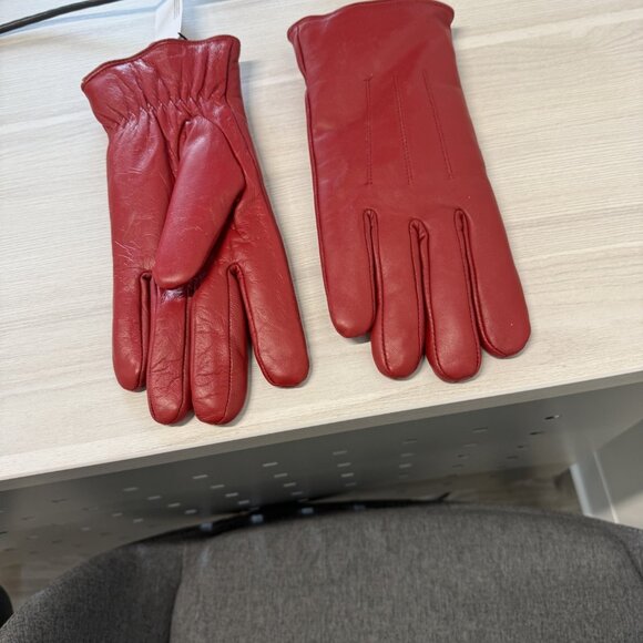 Harssidanzar Red Leather lined Ladies Gloves size xl New - Picture 2 of 5